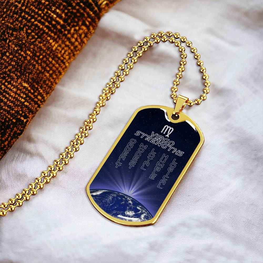 Virgo Ball Chain Dog Tag Necklace - Army Tag Necklace, Dog Tag Necklace