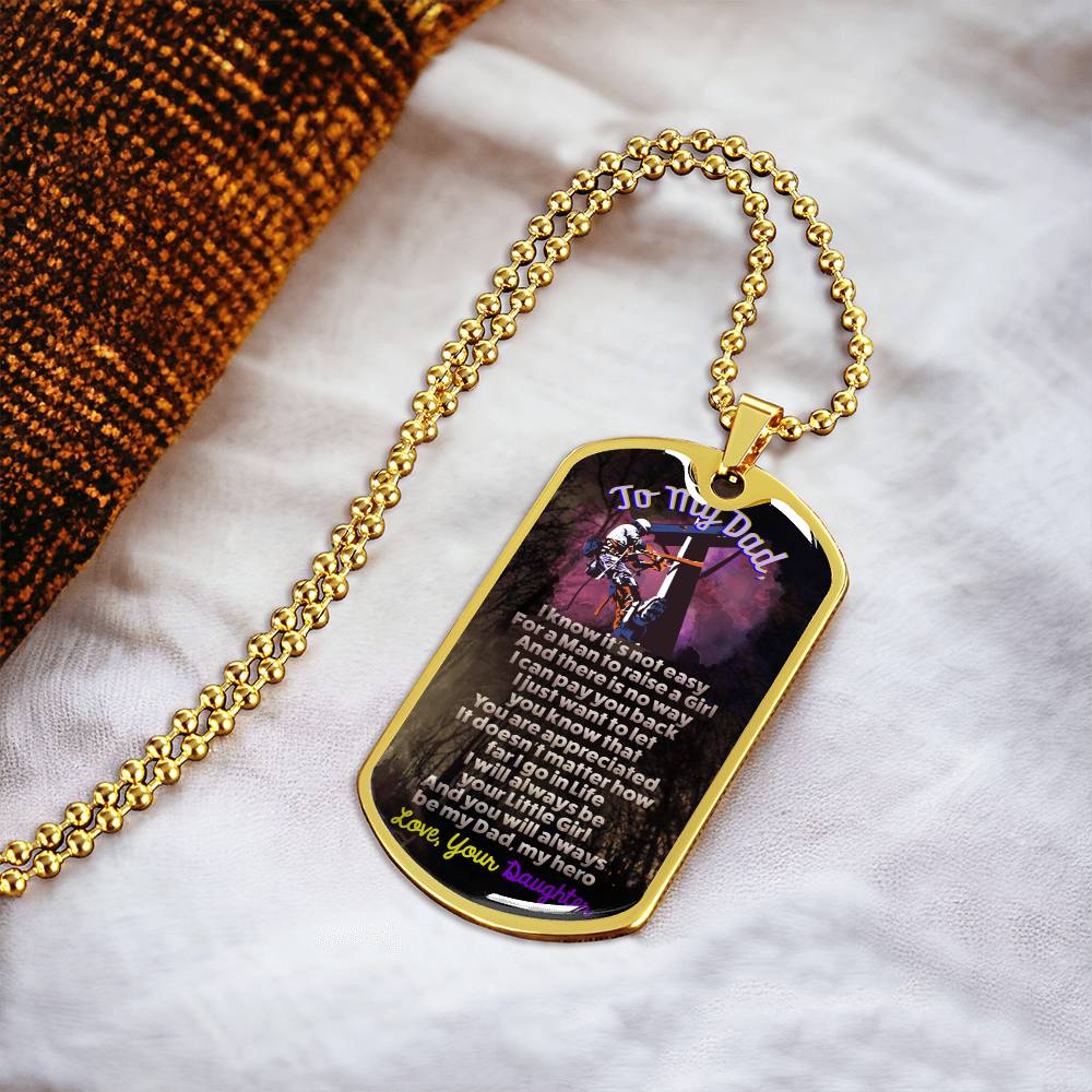 Lineman Dad - Premium Dog Tag From Daughter - Army Tag Necklace, Dog Tag Necklace