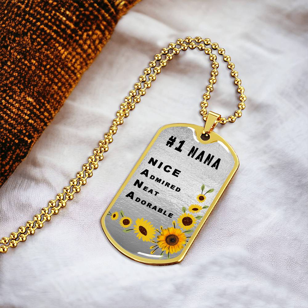 #1 Nana Personalized Dogtag Necklace Silver Mothers Day Gift - Army Tag Necklace, Dog Tag Necklace