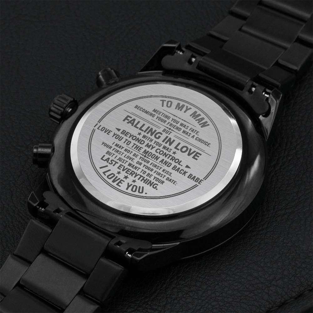 Gift For Your Man - To The Moon And Back - Watch Engraving Chronograph Watch
