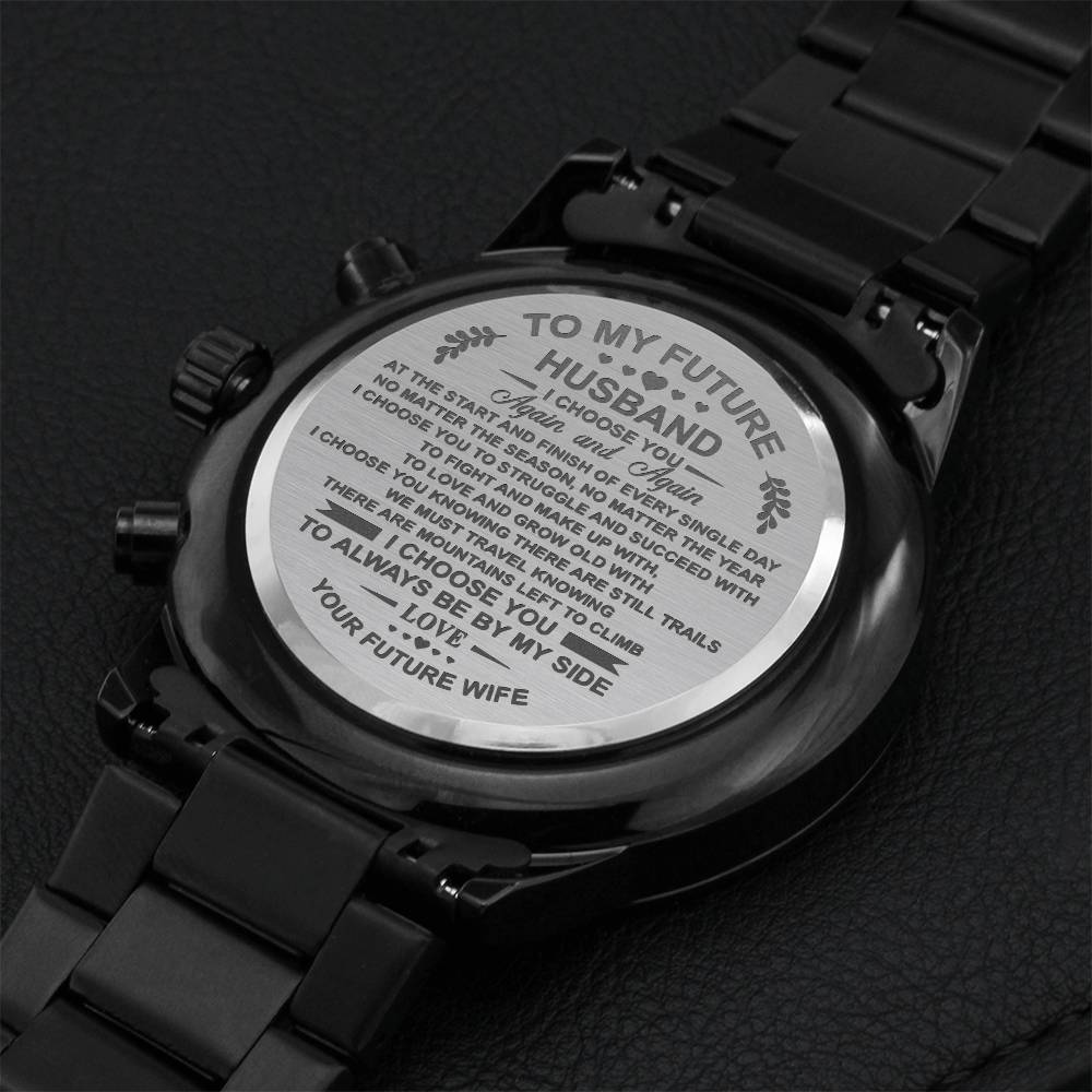 To My Future Husband Engraving Chronograph Watch