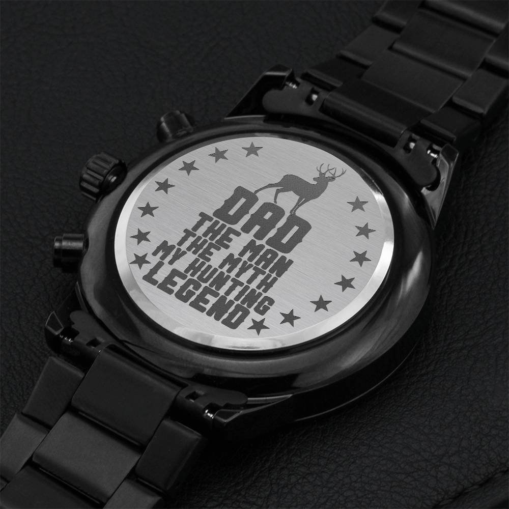 Dad The Man The Myth My Hunting Legend Engraving Chronograph Watch