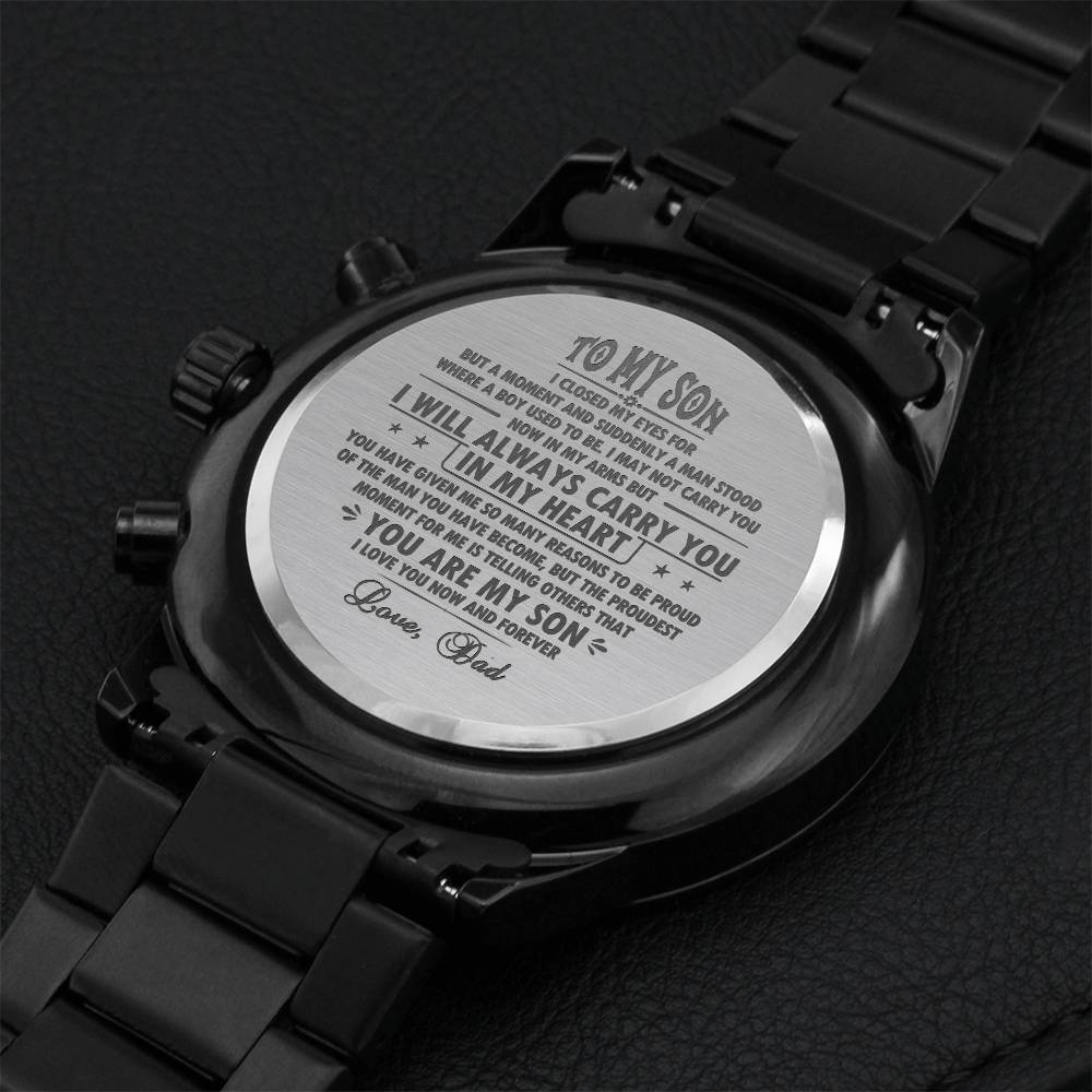 To My Son Chronograph Watch 3 Engraving Chronograph Watch