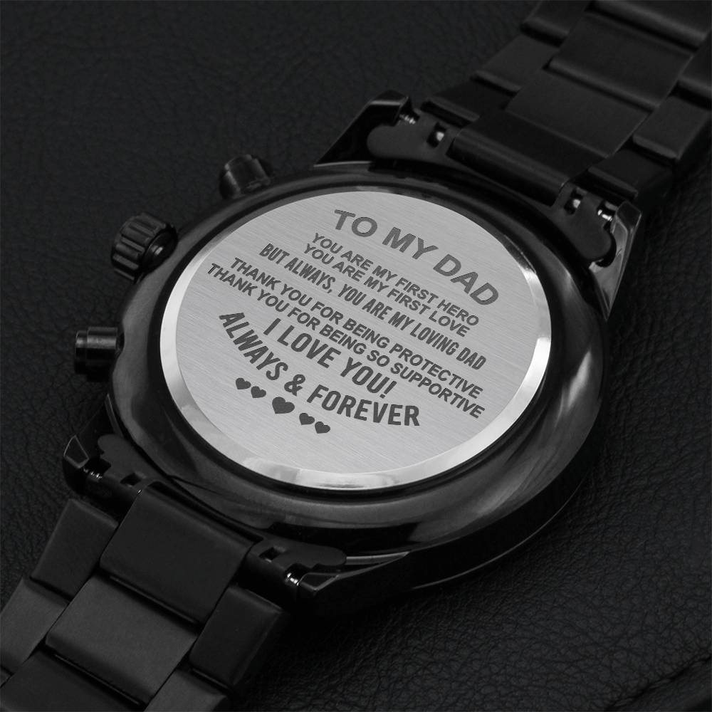 To My Dad Engraving Chronograph Watch