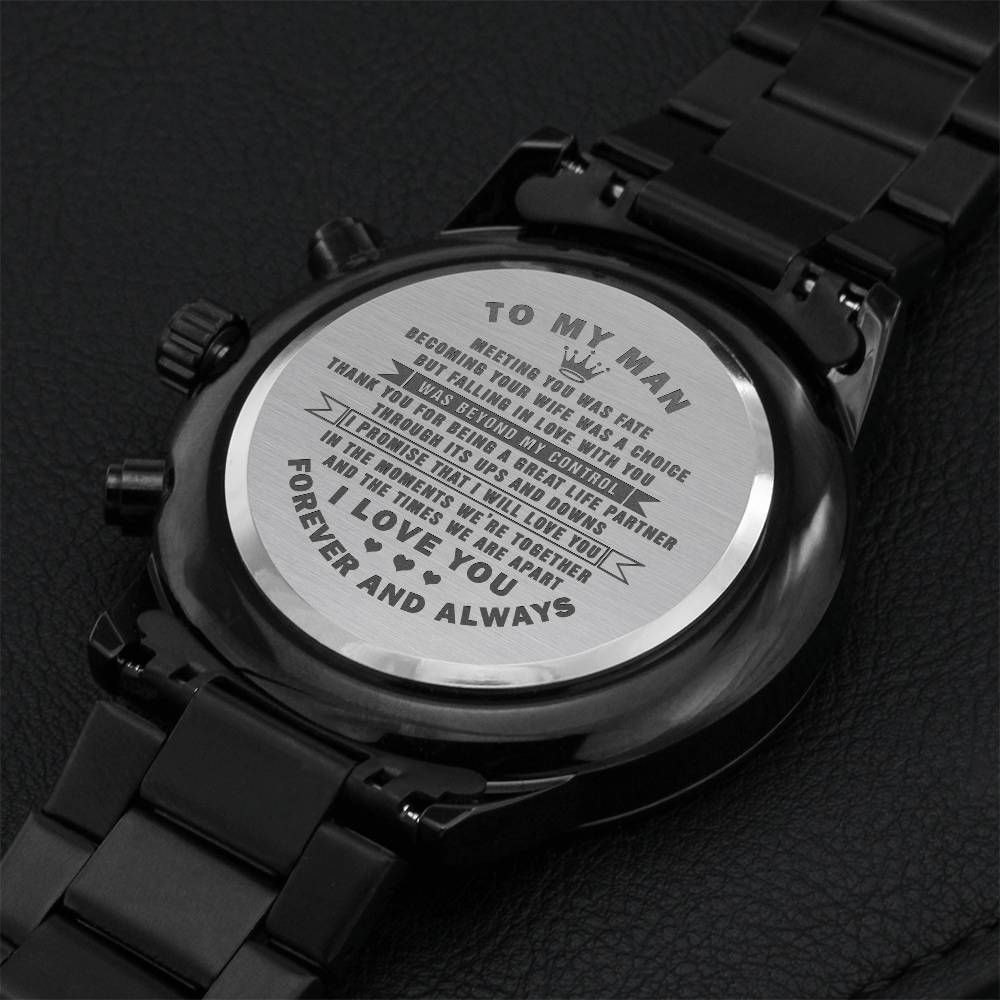 To My Man - Engraved Chronograph Watch Engraving Chronograph Watch