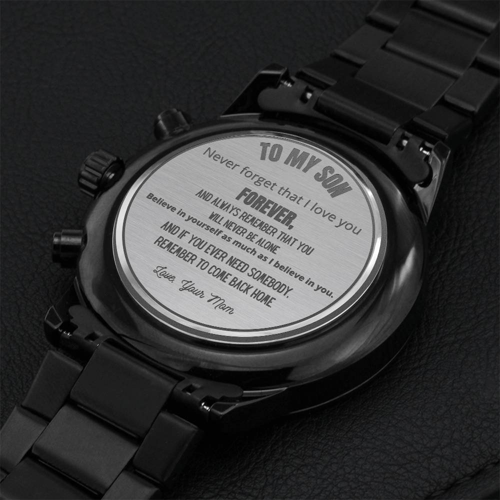 Come Back Home From Mom Engraved Watch For Men Engraving Chronograph Watch