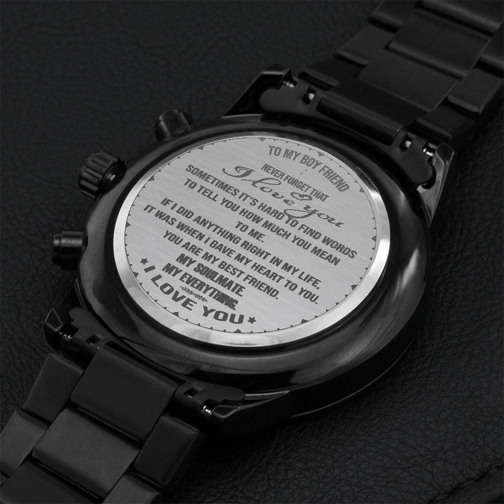 To My Boy Friend Engraving Chronograph Watch