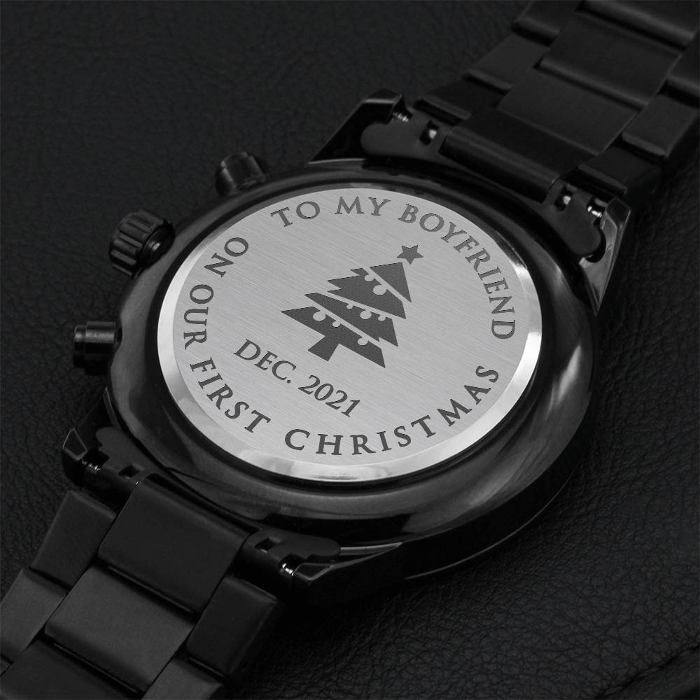 First Christmas Boyfriend's Engraved Luxury Chronograph Watch Engraving Chronograph Watch