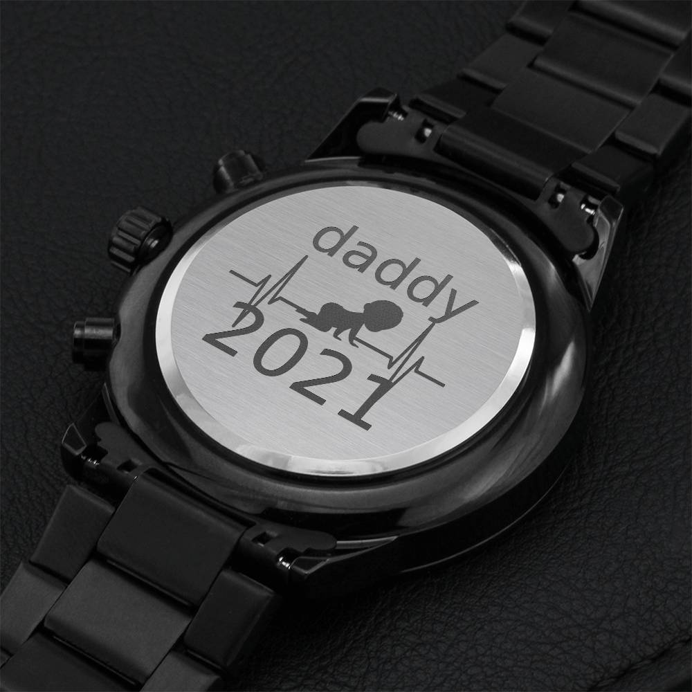 Mens First Time Father Gifts For Men New Dad Expecting Daddy 2021 Watch Engraving Chronograph Watch