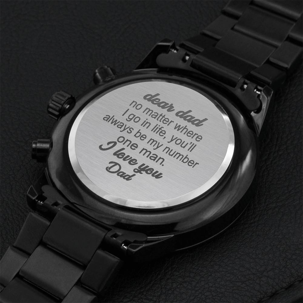 Engraved Watch For Dad Custom Father's Day Gift Engraving Chronograph Watch