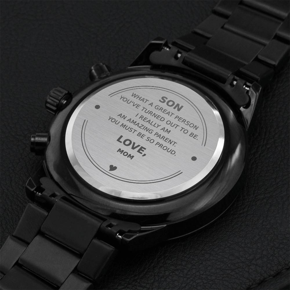 To My Son Watch Engraving Chronograph Watch