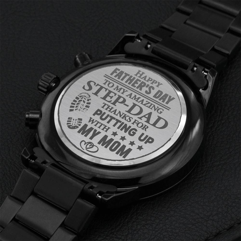 Happy Father's Day To My Amazing Step-dad Engraving Chronograph Watch