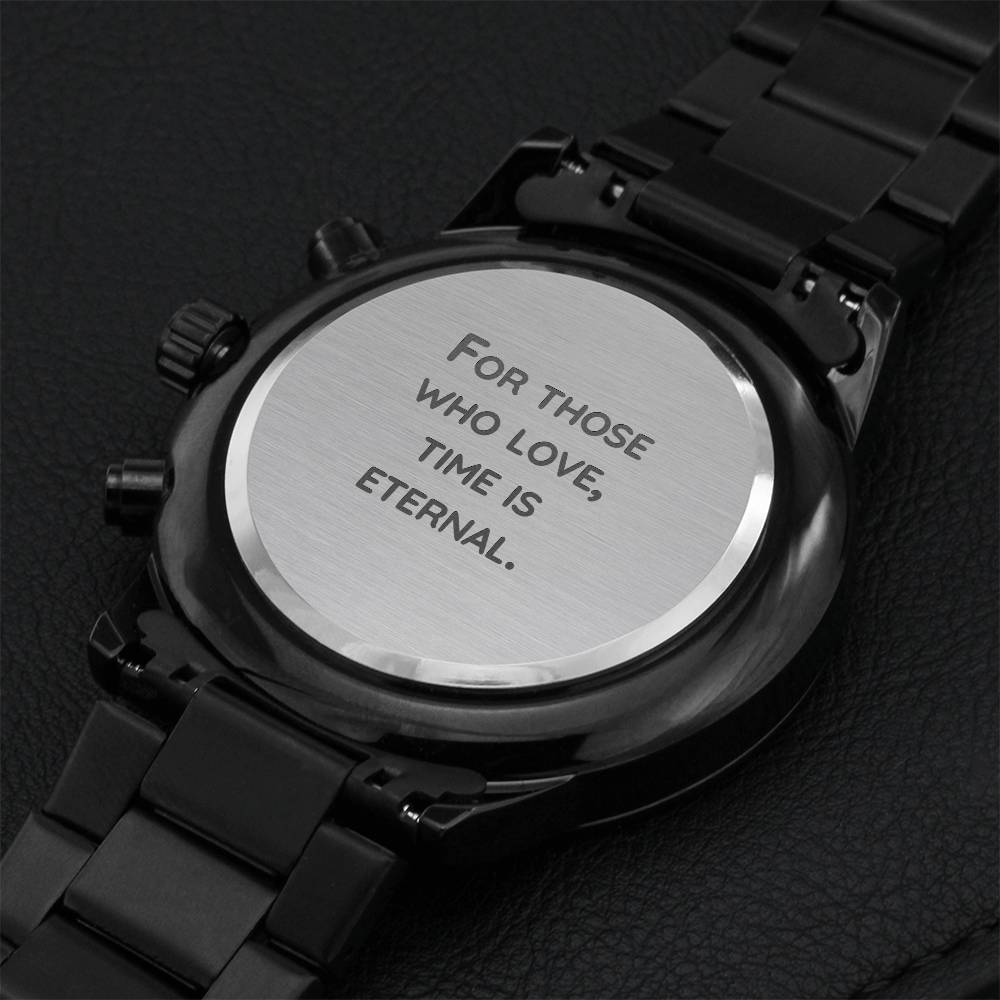 Eternal - Engraved Black Chronograph Watch Engraving Chronograph Watch