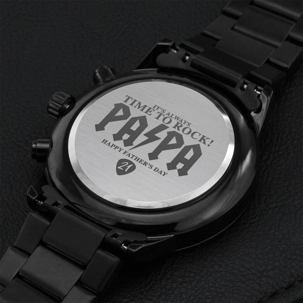 Time To Rock! Engraving Chronograph Watch