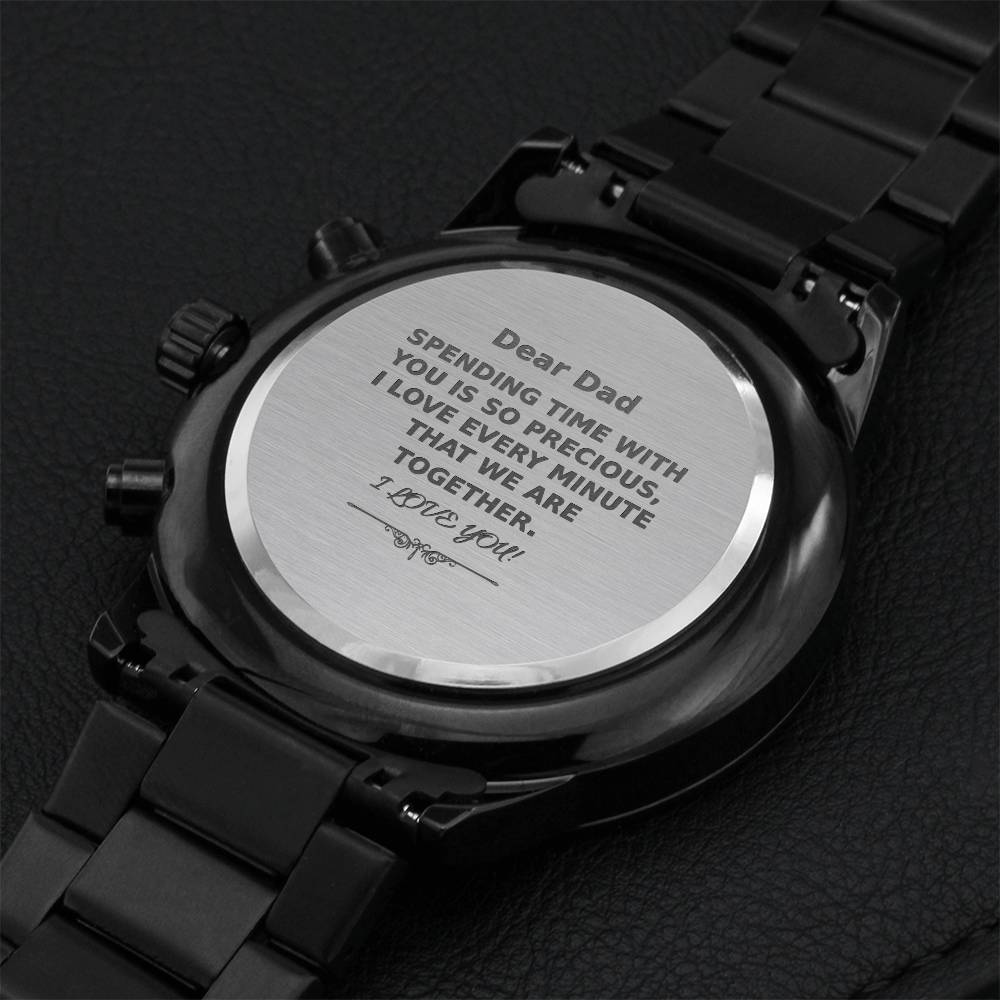Sale!!! Dear Dad Spending Time With You Is So Precious Chronograph Watch Gift For Father's Day Engraving Chronograph Watch