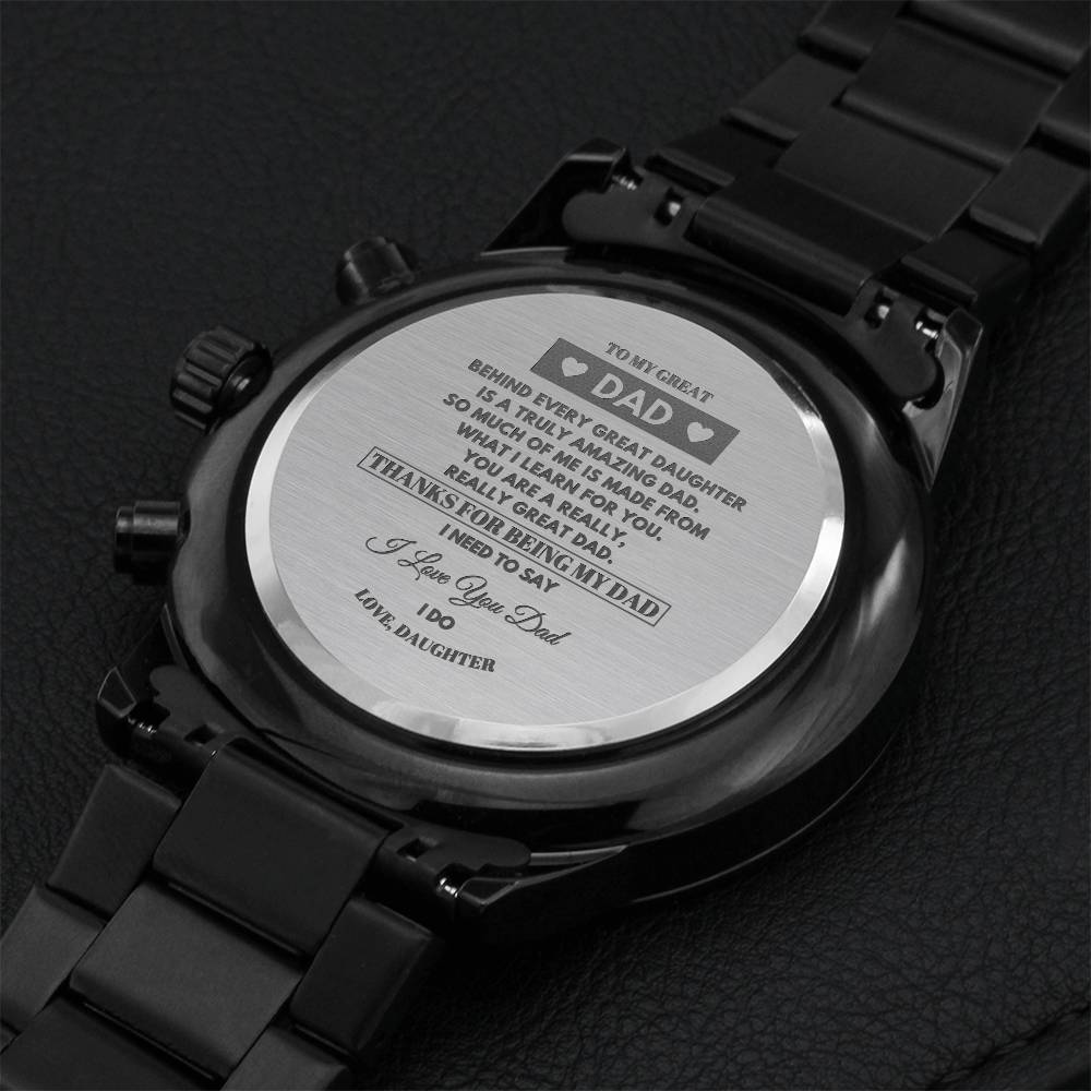 To My Great Dad Engraving Chronograph Watch