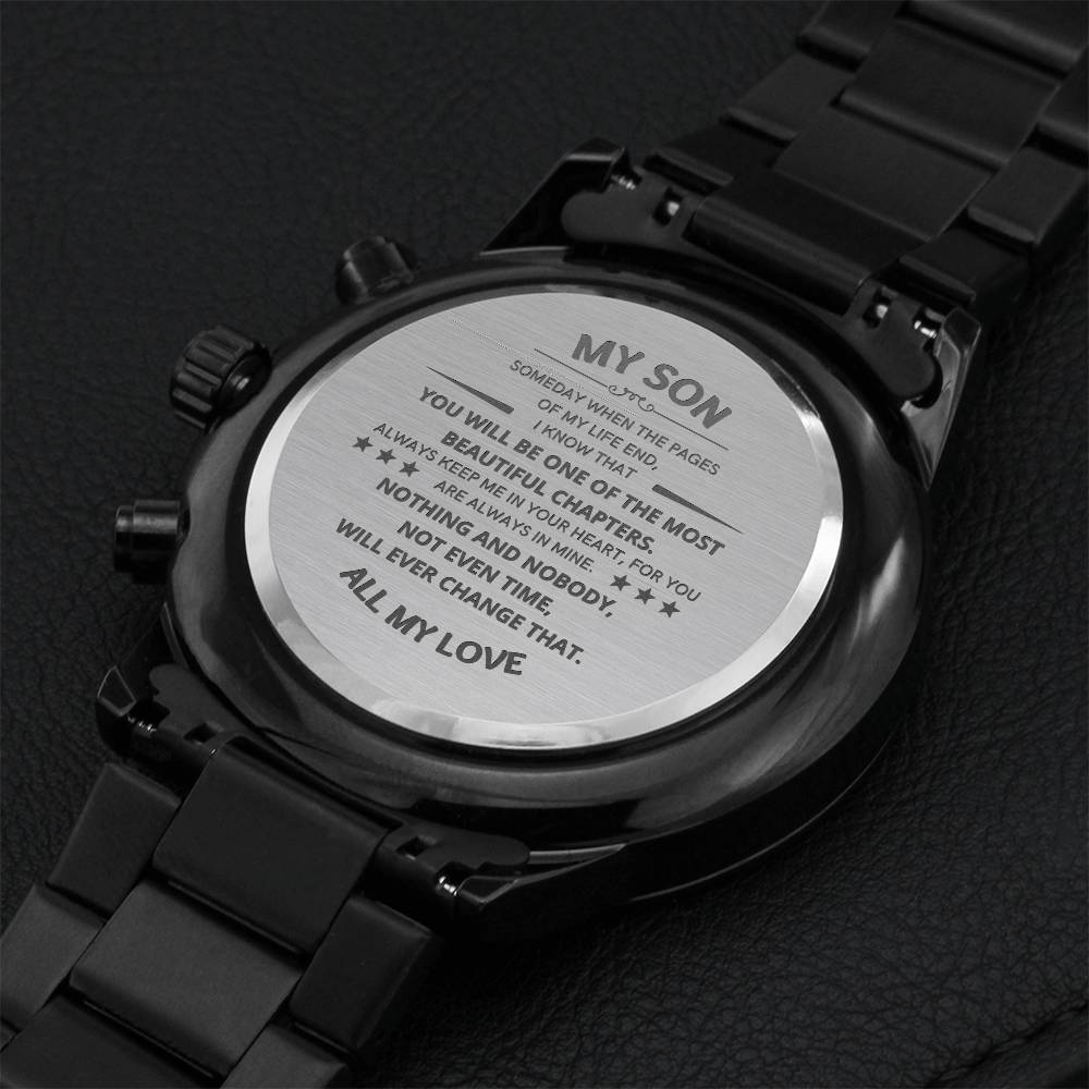 My Son - Engraved Stainless Steel Watch Engraving Chronograph Watch