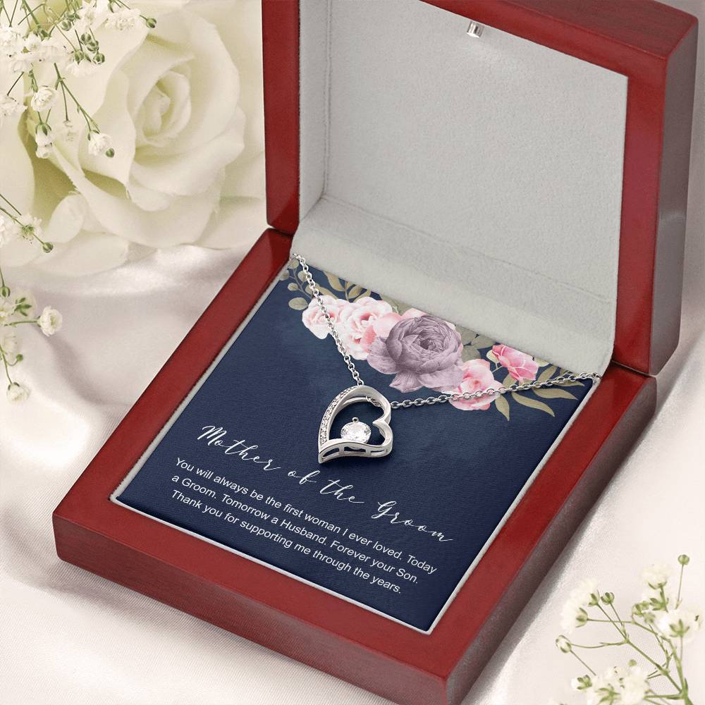 Mother Of The Groom Gift Necklace Wedding Gift Bridal Party Rehearsal Dinner Man Of My Dreams Parent Of Groom Forever Love Necklace