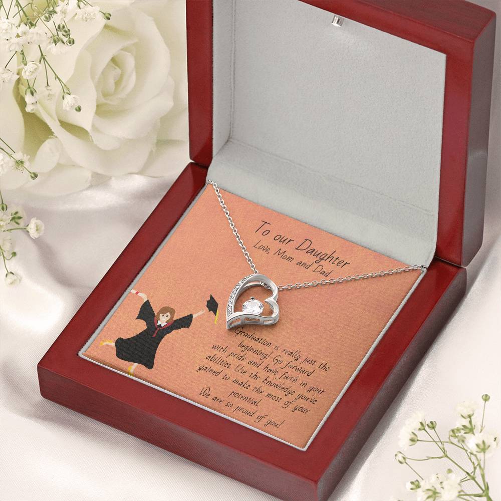 Graduation - Happy Graduation To Our Daughter - Graduation Gift Necklace Graduation Gift For Her College Forever Love Necklace