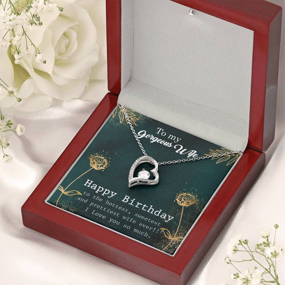 To My Gorgeous Wife - Happy Birthday - 925 Sterling Silver Pendant Forever Love Necklace