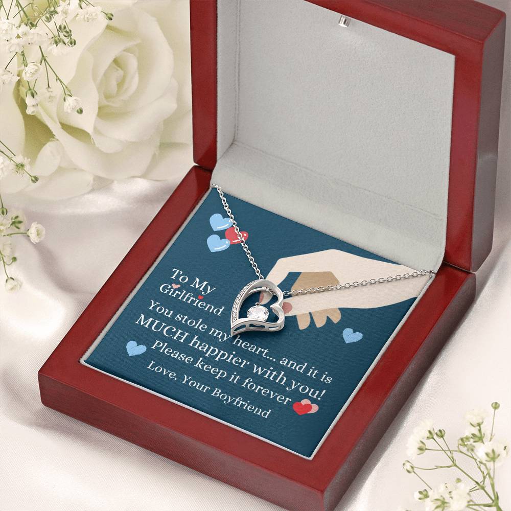 To My Girlfriend  You Stole My Heart Necklace Forever Love Necklace