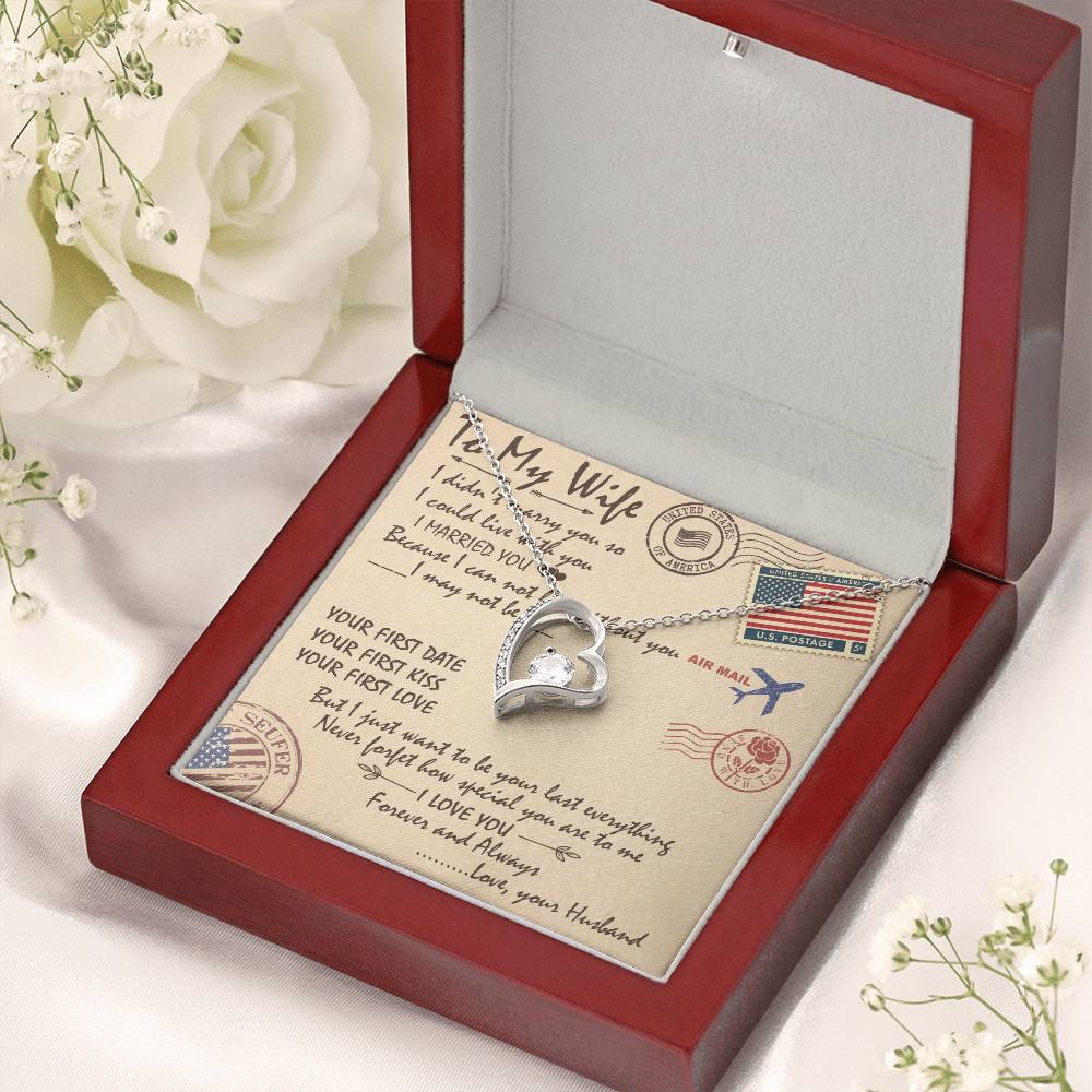 To My Wife Forever Love Necklace - Forever Love To My Wife Necklace From Husband Anniversary Gift For Wife Forever Love Necklace