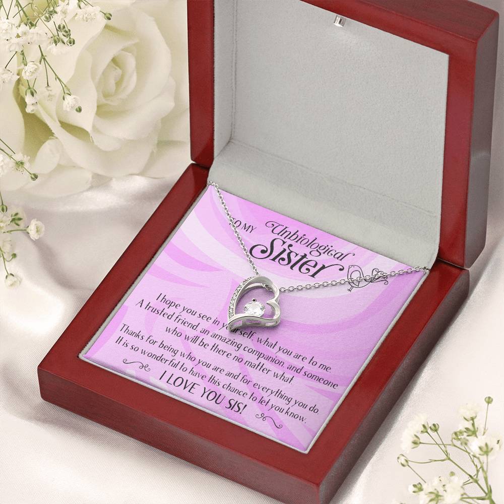Unbiological Sisters Necklace Bonus Sister Soul Sister Best Friend Sister In Law Step Sister Gifts For Her 1 Forever Love Necklace