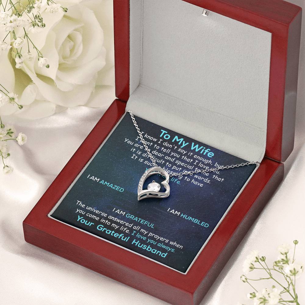To My Wife Necklace Anniversary Gift For Wife Birthday Gift For Wife Gift Set Gift For Wife Birthday Forever Love Necklace