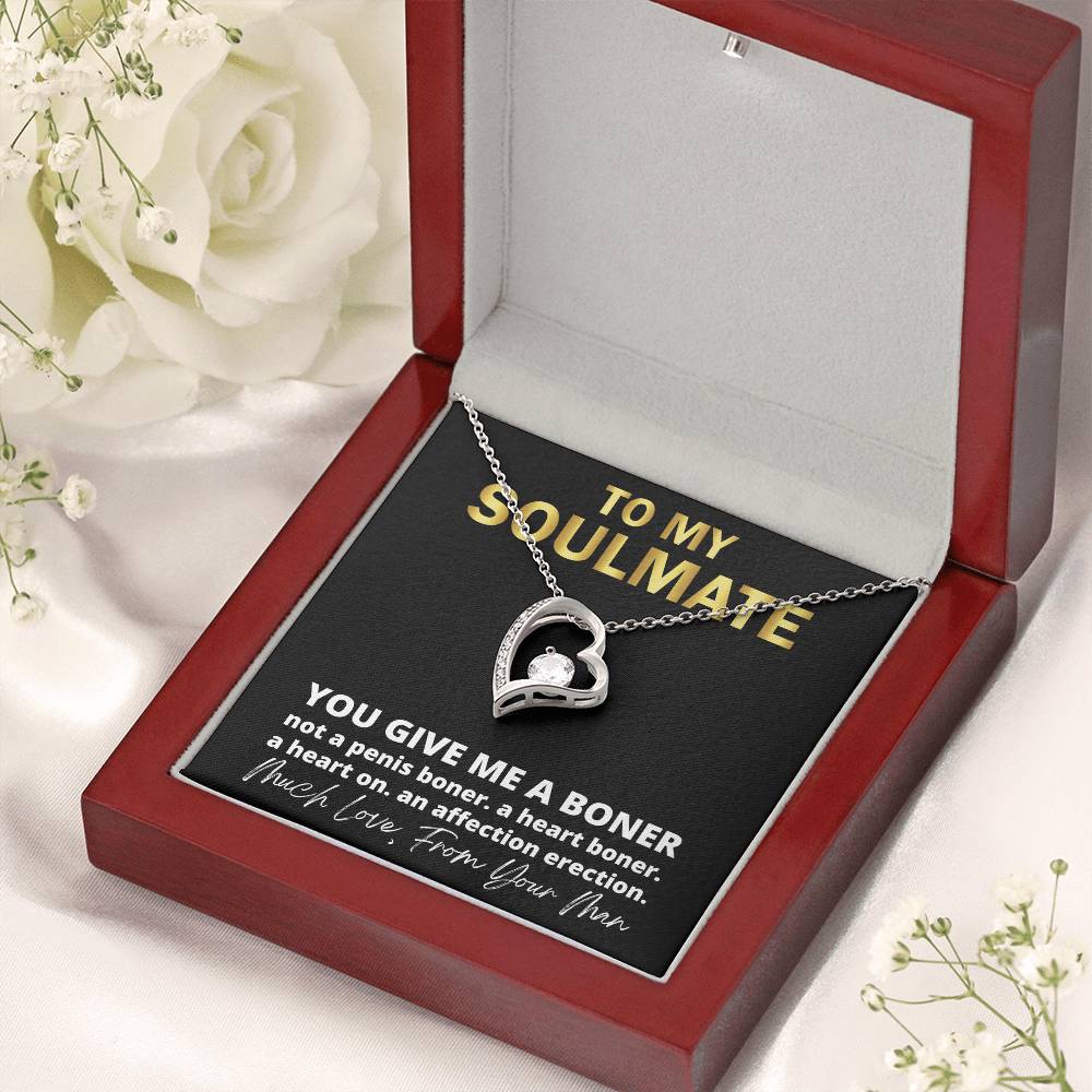 This Dazzling Forever Love Necklace ♥  You Give Me A Heart Boner An Affection Erection Pendant Necklace Funny & Sarcastic Love For Her Mature Gift Forever Love Necklace