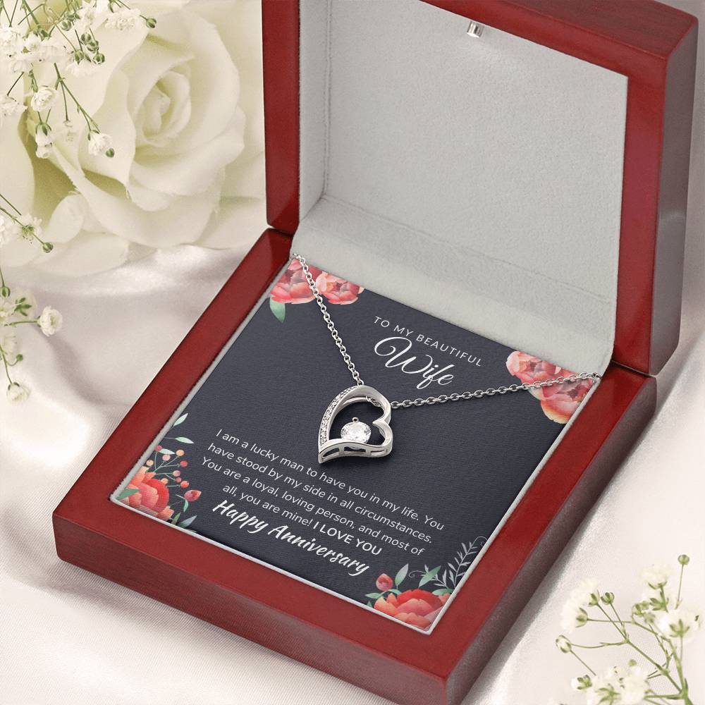 To My Beautiful Wife Anniversary Necklace Forever Love Necklace