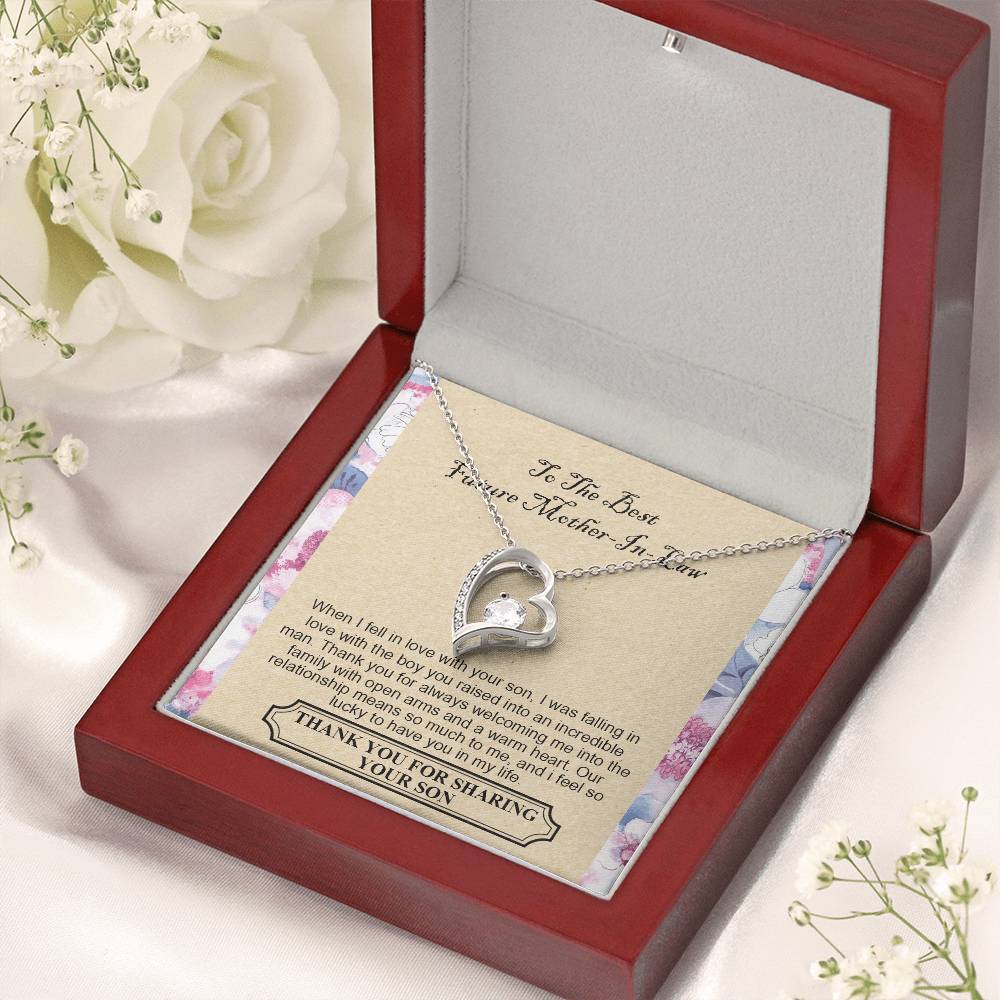 To The Best Future Mother-In-Law - Thank You For Always Welcoming Me Into The Family With Open Arms And A Warm Heart Forever Love Necklace