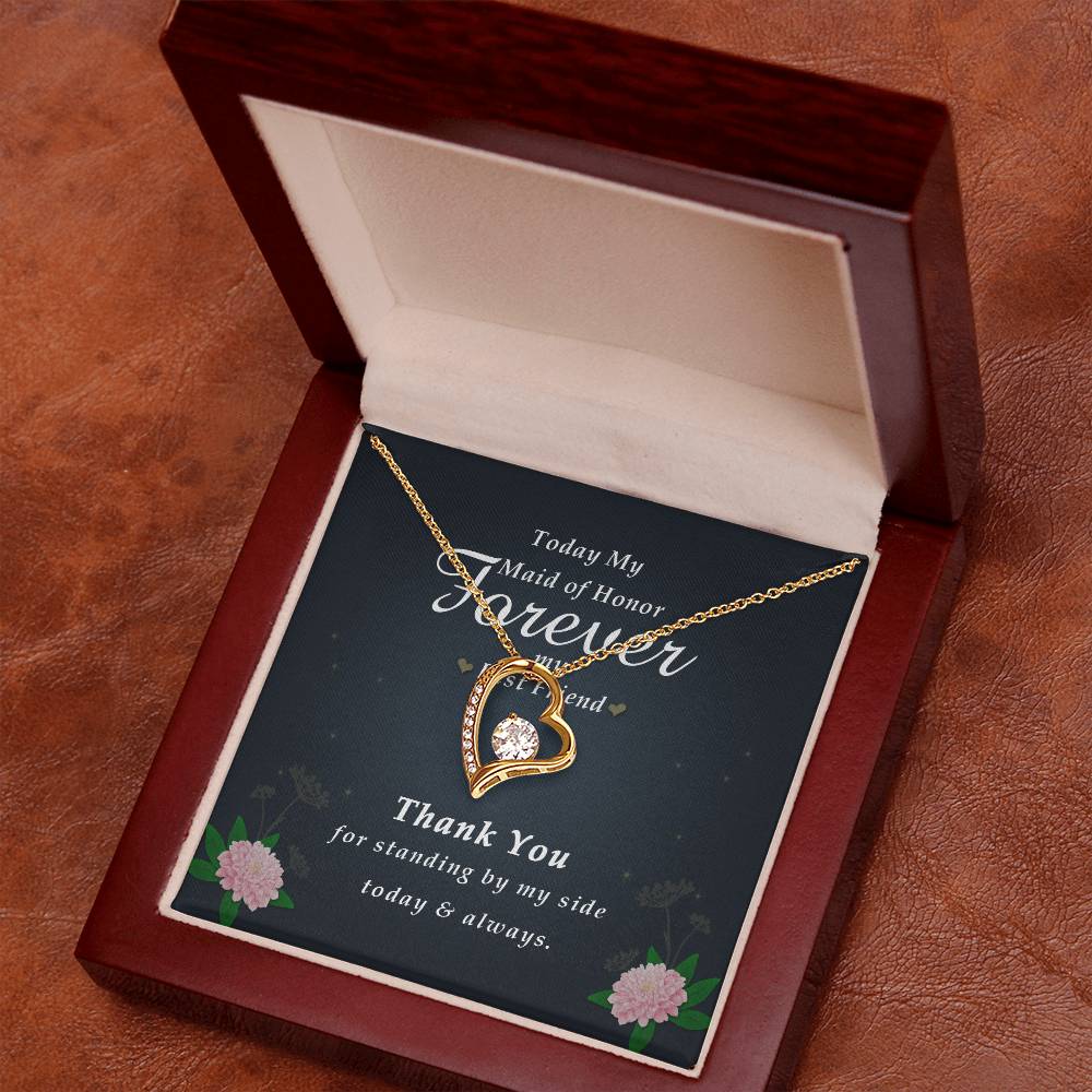 Forever Heart Necklace, Maid Of Honor Gift Forever Love Necklace