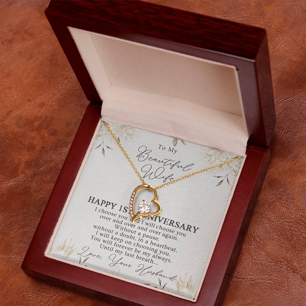 1St Anniversary Necklace Gift For Wife 1 Year Wedding Jewelry Gift For Her 1St Wedding Anniversary Wife Gift  1 Year Anniversary Wedding Present Forever Love Necklace