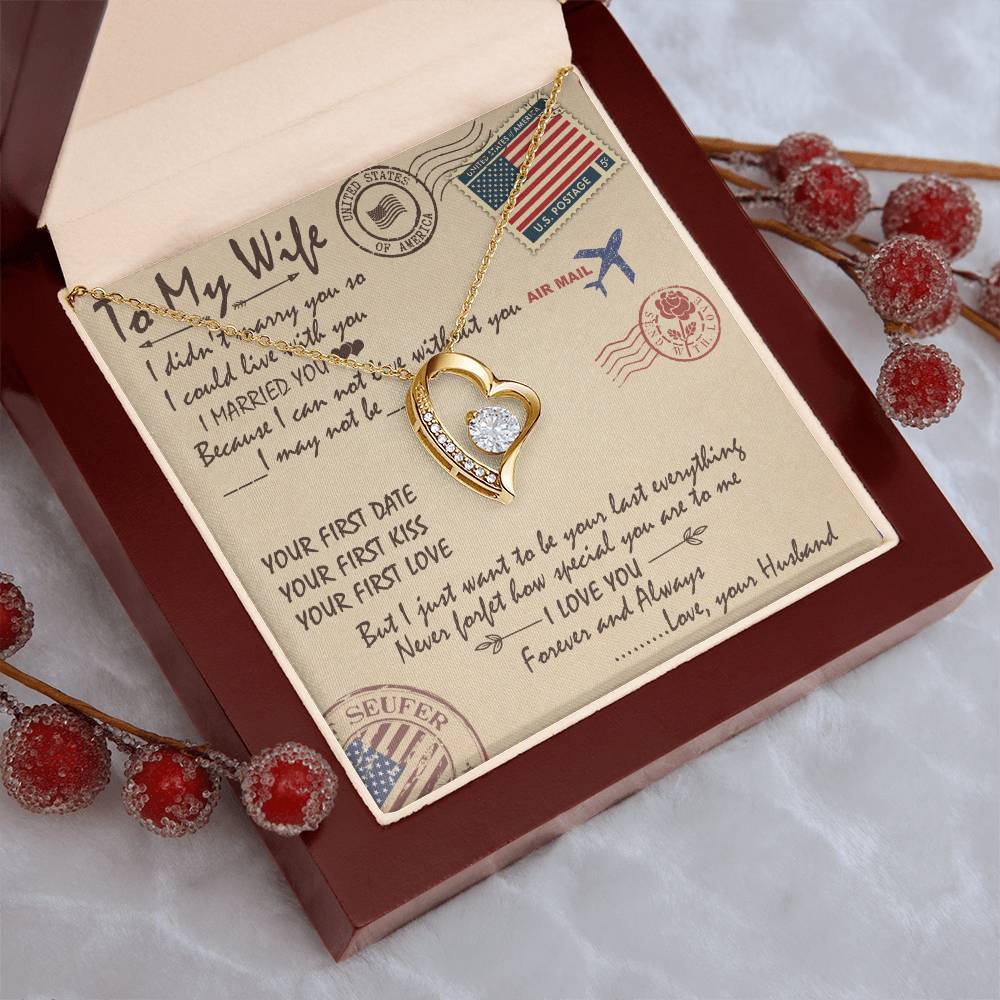 To My Wife Forever Love Necklace - Forever Love To My Wife Necklace From Husband Anniversary Gift For Wife Forever Love Necklace
