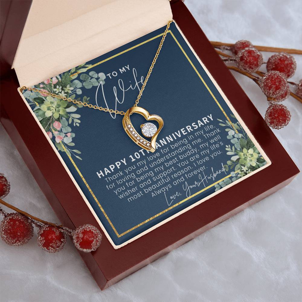 10 Year Anniversary Gift For Wife 10 Year Anniversary Gifts 10Th Wedding Anniversary Gift For Her Forever Love Necklace