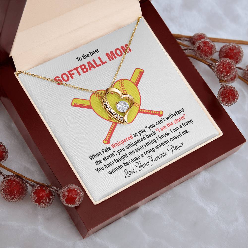 To The Best Softball Mom Mother's Day Gift Forever Love Necklace