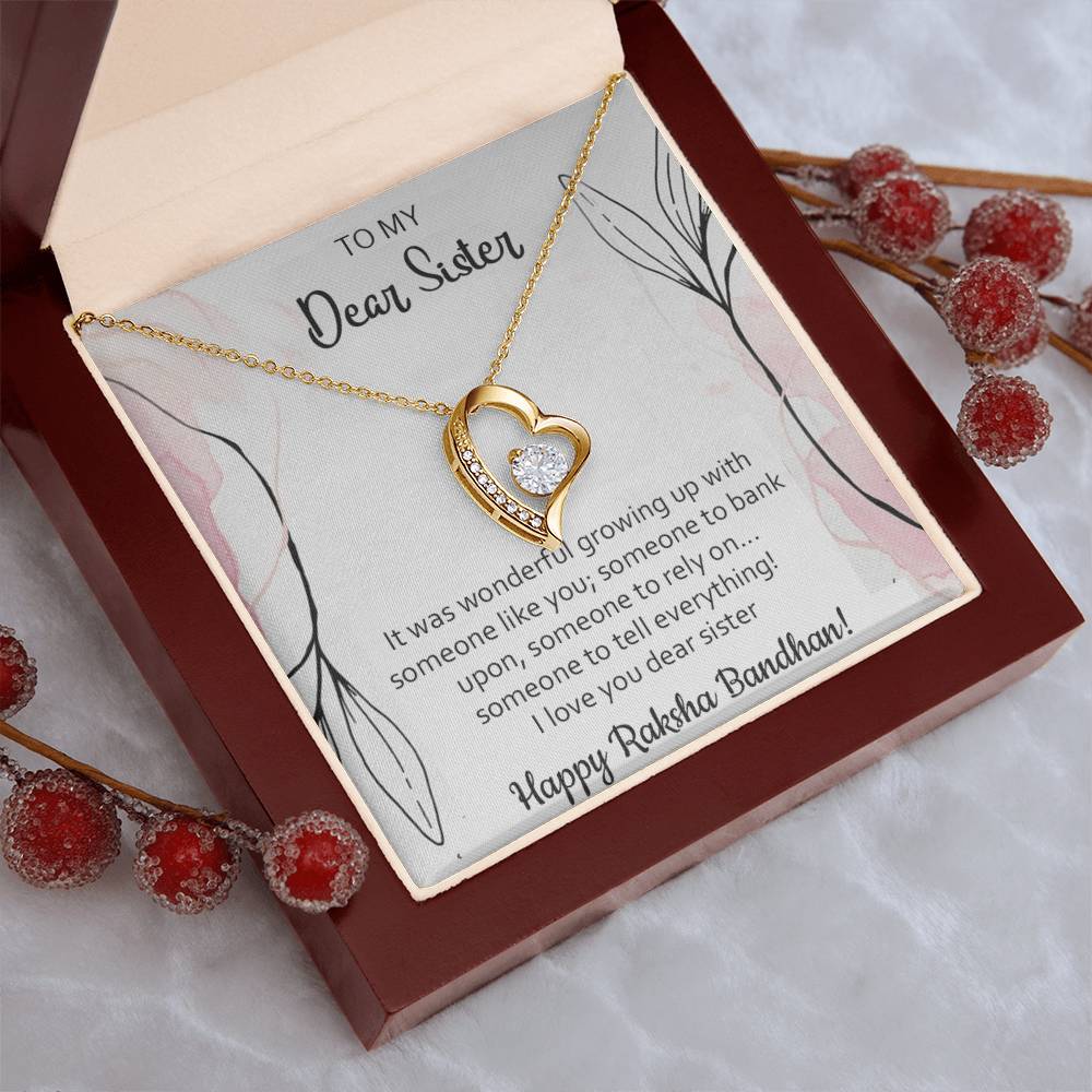 To My Sister - Happy Raksha Bandhan - 925 Sterling Silver Pendant Forever Love Necklace