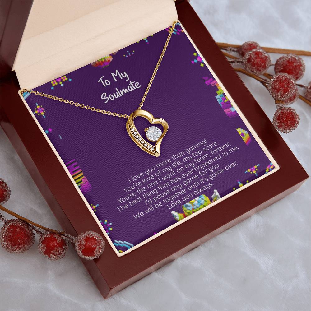 I Love You More Than Gaming Cz Crystal Pendant 14k White Gold Finish Or 18k Yellow Gold Finish Forever Love Necklace