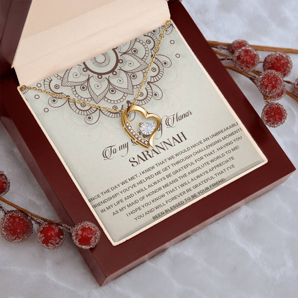 Maid Of Honor Gift Necklace Maid Of Honor Wedding Gift Customize Maid Of Honor Giftforever Love Necklace For Maid Of Honor Wedding Day Forever Love Necklace