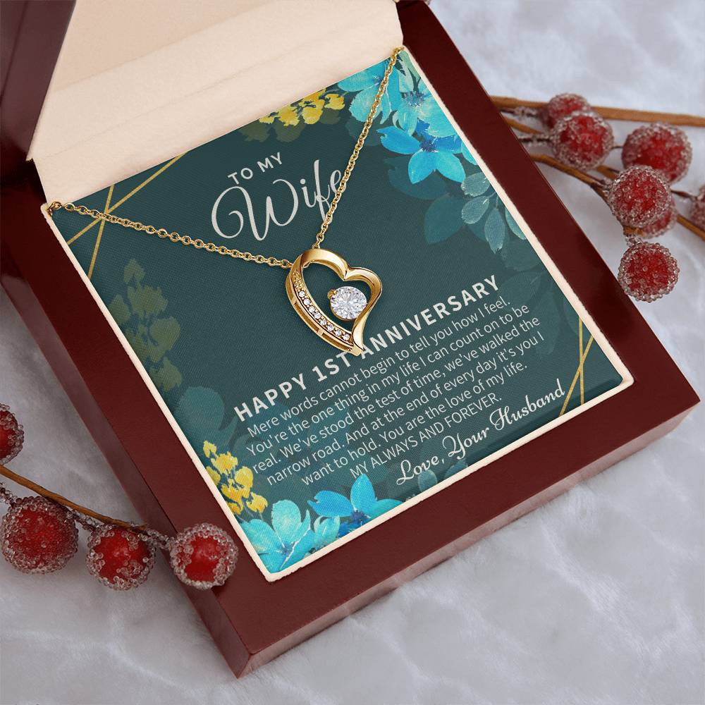 1st Anniversary Gift For Wife 1st Wedding Anniversary One Year Anniversary Gifts First Year Anniversary First Anniversary Gift For Forever Love Necklace