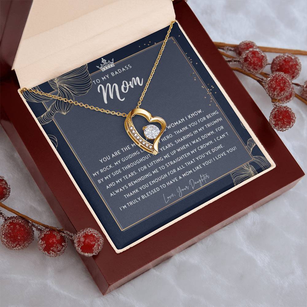 Badass Mom Gift To My Badass Mom Necklace Mother’s Day Gift Daughter To Mom Gift Gift From Daughter To Mom On Wedding Day Mom Gift 2 Forever Love Necklace