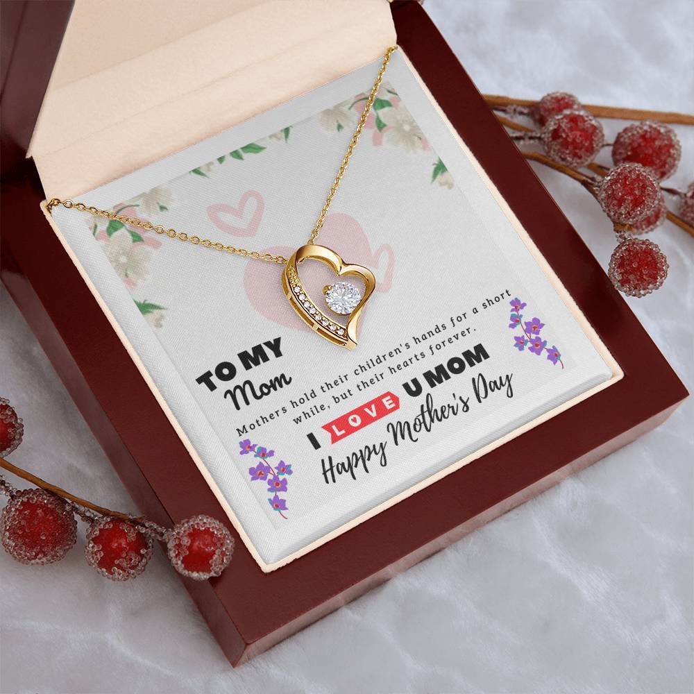To Mom -14K White Gold Necklace - Mother's Day Gift Forever Love Necklace