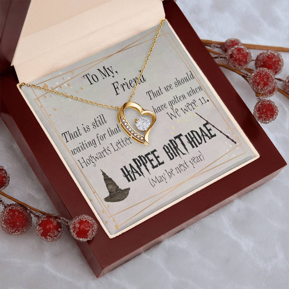 Happee Birthade Gift To Friends Who Is Potterhead Hp Themed Gift Idea. Perfect Gift For Hp Lover. Hp Themed Birthday Wish Card With Gift Necklace Forever Love Necklace