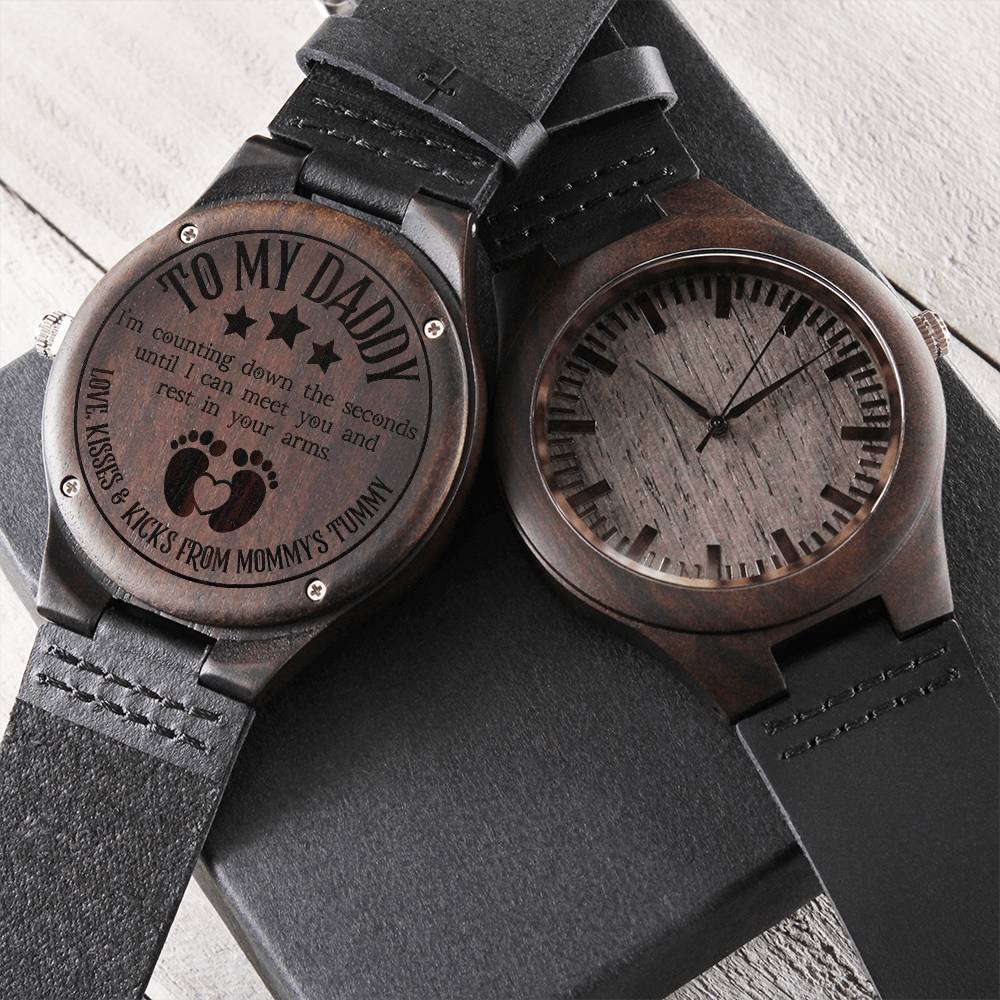 Gift For Dad On Fathers Day Daddy Watch New Daddy Gift Daddy To Be Gift From A Bump Gift To My Daddy From A Bump Engraved Wooden Watch