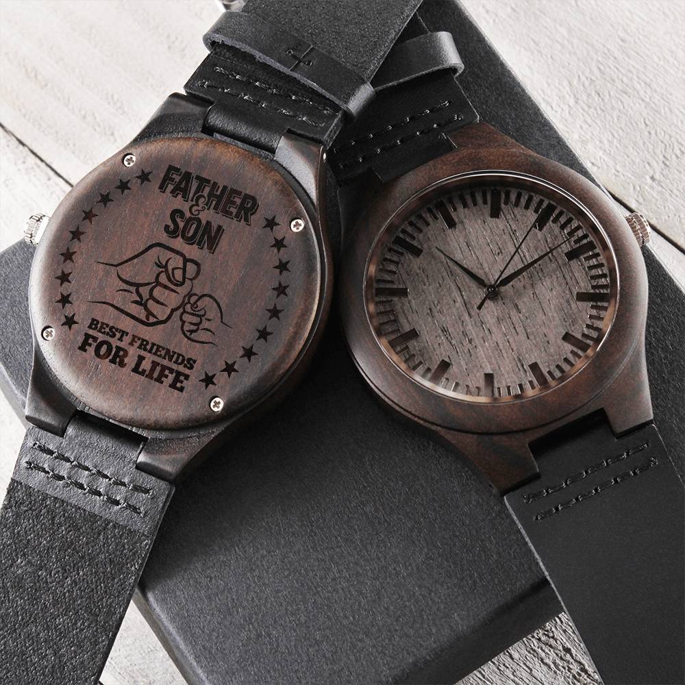 Fathers Day Gift From Son Son To Father Gift Father & Son Gift Wood Watch For Dad Gift For Dad Son To Dad Gift Best Gi Engraved Wooden Watch