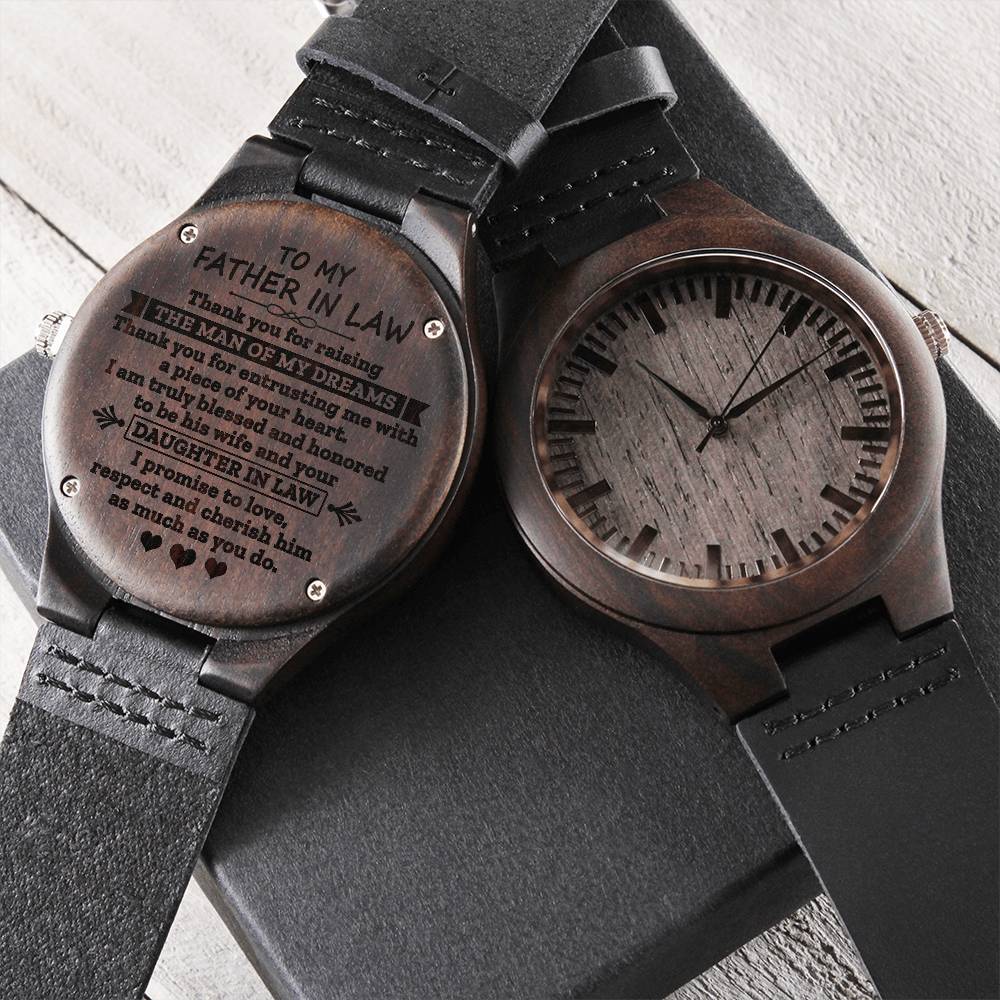 Father Of The Groom Gift From Bride Wedding Gift For Father In Law Father In Law Gift From Bride Engraved Wooden Watch