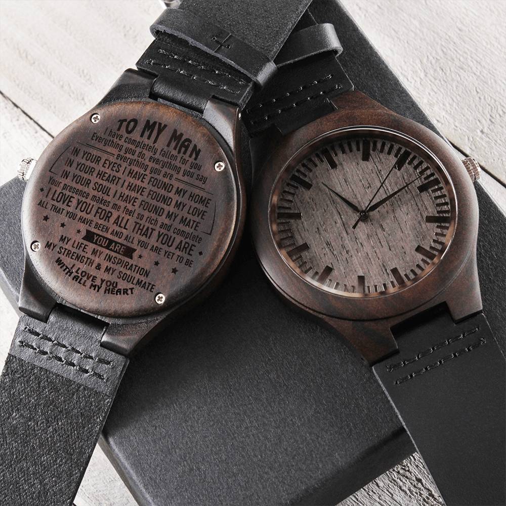 For Man To My Man Watch Engraved Wooden Wood Watch For Anniversary Wedding Birthday Graduation G Engraved Wooden Watch