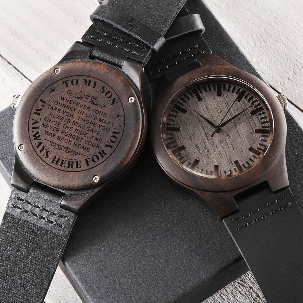Best Gift For Son Black Wooden Watch With Message On Backside To My Son Watch Son Christmas Gift For My Son Graduation Engraved Wooden Watch