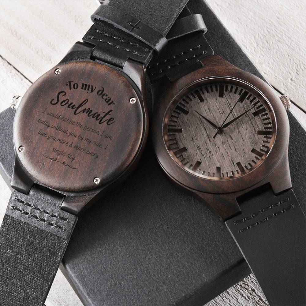 To My Dear Soulmate Watch - Soulmate Engraved Watch - To My Husband You Are My Soulmate And Bestfriend Love Wife Engra Engraved Wooden Watch