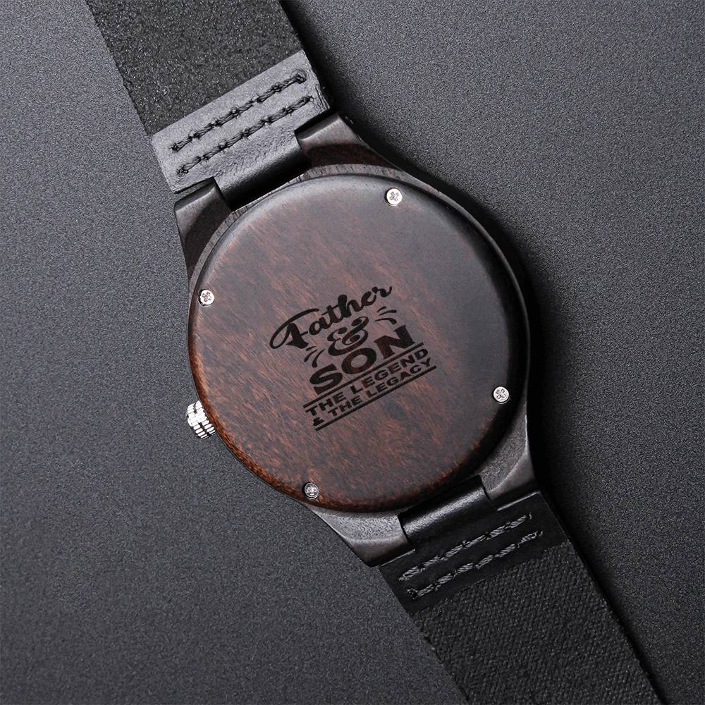 To My Son Watch - Daddy A Son's First Hero A Son's First Love - Hero Dad Engraved Watch - Watch For Dad From Son Birth Engraved Wooden Watch